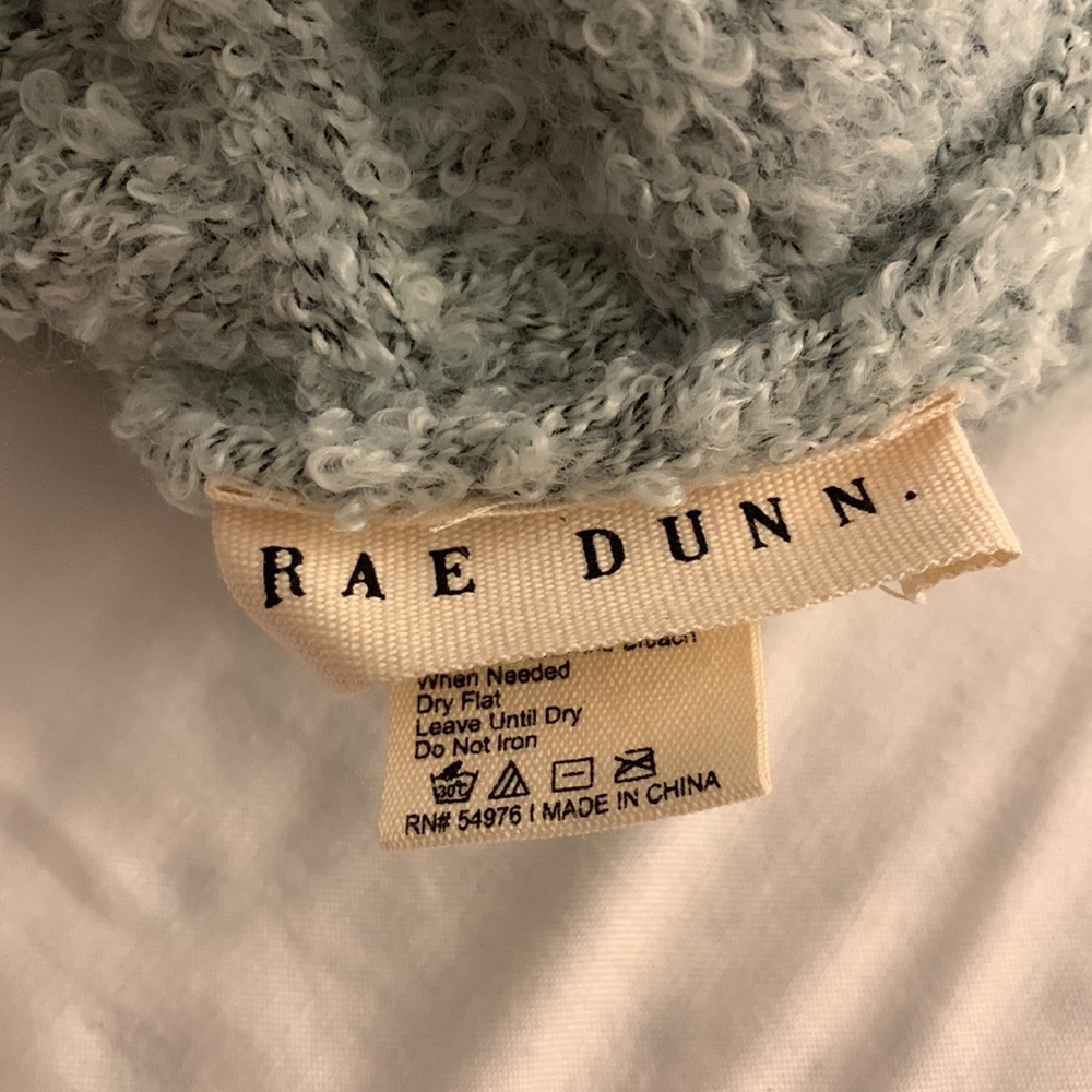 Rae Dunn David and Young Pom Pom Faux Fur Love Beanie Hat Blue - Picture 3 of 3